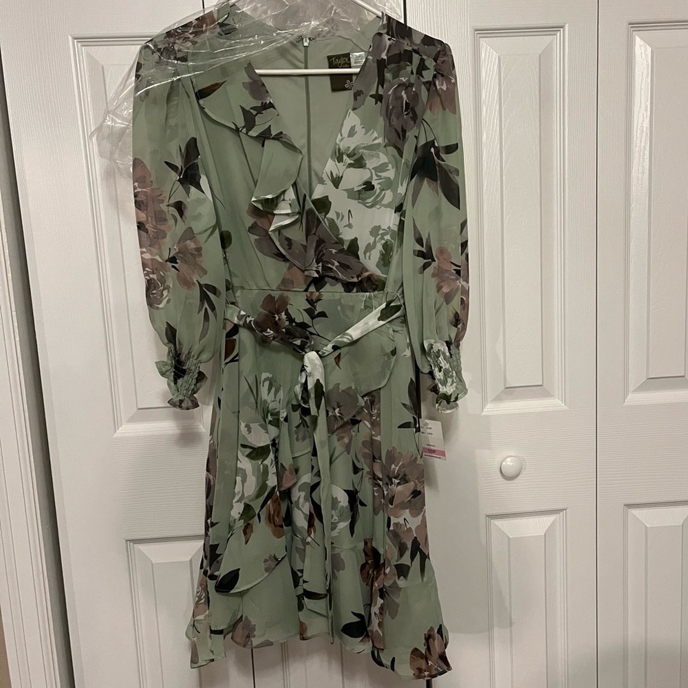 Faux wrap ruffle dress